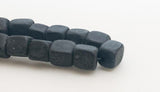 6MM Cube Wood Beads Black 16” Strand