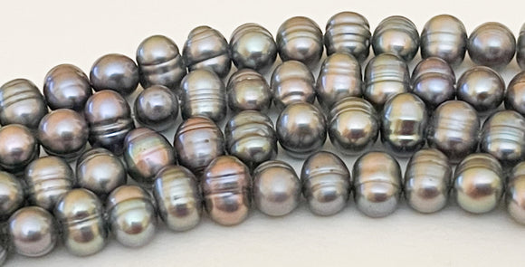 Side Drilled Oval Freshwater Pearls Gray