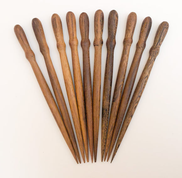 Carved Wood Hair Sticks Robles P-Top 6 1/2 inch 10pc