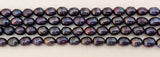 High Luster Freshwater Oval Rice Pearl Beads Dark Blue Purple