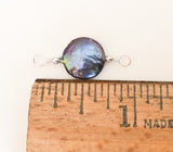 Iridescent Freshwater Pearl Coin Connector Finding Sterling Silver