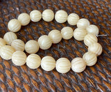 Carved Buri Nut Beads Natural 12MM Round-16” strand