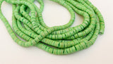 5mm Coconut Heishi, Coco Heishi, Natural Wood Beads, Coconut Shell Heishi  Bright Green 24” strand