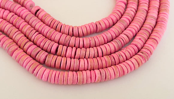 Pink Coconut 10mm Pukalet Rondelle Disc