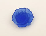 Vintage Glass Pendant Rose Flower Frosted Blue