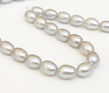 AAA Genuine Freshwater Pearl Beads Light Gray/Silver Oval Pearls for Stringing Bridal Wedding Jewelry