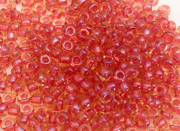 30 Grams Japanese Seed Beads Destash Size 11/0- Transparent Watermelon