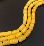 Natural Nut Beads Buri Nut rectangle tube yellow 16" strand