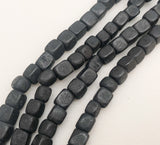 6MM Cube Wood Beads Black 16” Strand