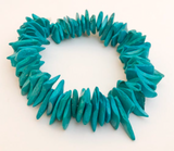 Coconut Wood Chips, Medium Coco Chips, Coconut Shell Turqouise Blue, Natural Wood Beads 7" strand