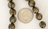 Nut Beads Buri Round Carved 10mm 16" strand Gray