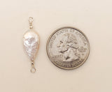 Flat Teardrop Pearl Connector Beads Sterling Silver