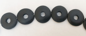 19mm Horn Ring Beads, Drilled Thru Rings, Black Horn Beads -10pc