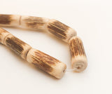 Wood Tube Beads, Mahogany Bark, Wood Barrel Beads 16" strand Light