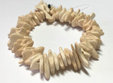 Medium Coconut Wood Chips, Coco Chip Cream, Coconut Shell, Natural Wood Beads 7" strand
