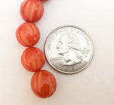 Carved Nut Beads Buri 12mm Round Orange