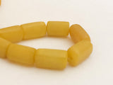 Natural Nut Beads Buri Nut rectangle tube yellow 16" strand