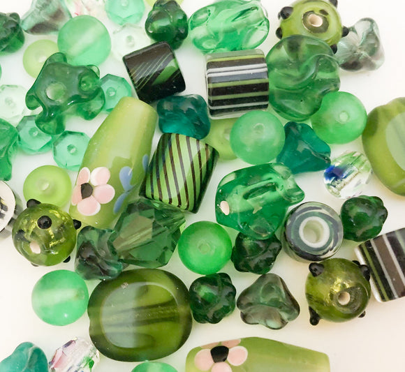 50+ Green Glass Beads