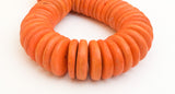 20mm Coconut Wood Discs, Coco Rondelle Orange, Coconut Shell, Natural Wood Beads-30pc