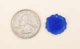 Vintage Glass Pendant Rose Flower Frosted Blue