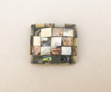Inlaid Shell, Shell Mosaic, Mother of Pearl Abalone Shell Cabochon 19x21mm
