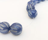 Nut Beads Buri Round Carved 12mm 16” strand Navy Blue