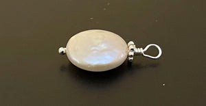 Wire Wrapped Pearl Dangle Charm with Sterling Silver