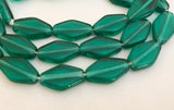 25pc Czech Glass Beads Flat Diamond Green