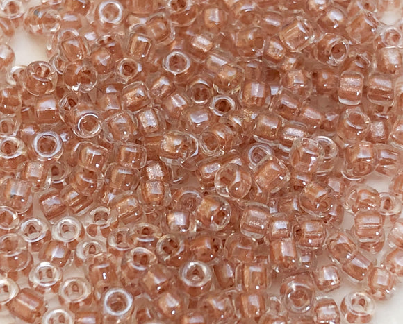 11/0 Japanese Glass Seed Beads Destash Inside Color Light Rose/Clear 30 grams