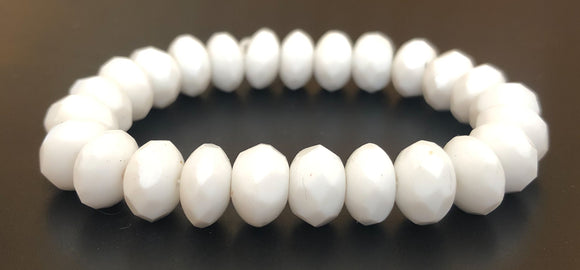 Faceted 8mm Saucer Rondelle Spacer Beads Czech Glass White