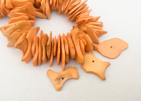 Flat Nugget Beads Coconut Chips Large Yellow-Orange -30pc