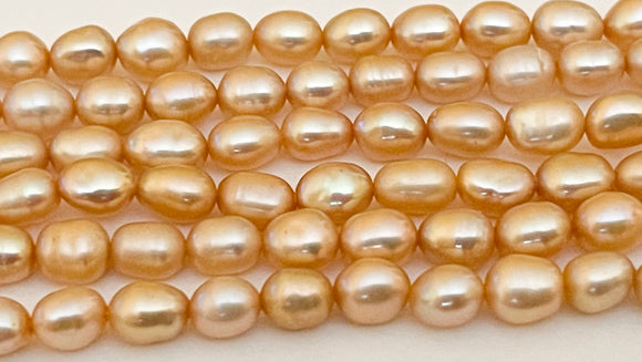 Champagne Colored Freshwater Pearls Rice Oval Pearls