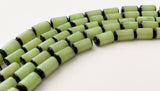 Natural Buri Nut Beads Tube 16" strand Light Green
