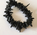 Coconut Wood Chips, Coco Chip Black Coconut Shell, Natural Wood Beads 7" strand