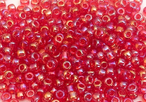 30 Grams Japanese Seed Beads Destash Size 11/0- Transparent Rainbow Strawberry