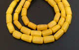 Natural Nut Beads Buri Nut rectangle tube yellow 16" strand