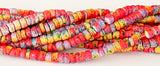 Multi Color Wood Beads Tie Dye Coconut Shell Coco Pukalet Rondelle 4/5mm Yellow/Lavender/Red