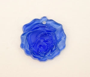 Art Deco Rose Glass Pendant Blue