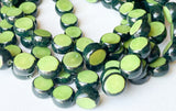 Buri Nut Beads Flat Round Coin 16” strand lime green