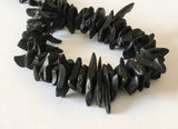 Coconut Wood Chips, Coco Chip Black Coconut Shell, Natural Wood Beads 7" strand