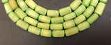 Natural Buri Nut Beads flat rectangle 16" strand light green