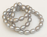 AAA Genuine Freshwater Pearl Beads Light Gray/Silver Oval Pearls for Stringing Bridal Wedding Jewelry