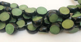 Natural Buri Nut Beads Flat Round Coin 16” strand green