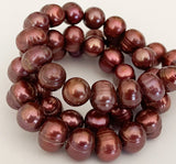 Burgundy Freshwater Pearls Potato Pearl Beads 10mm