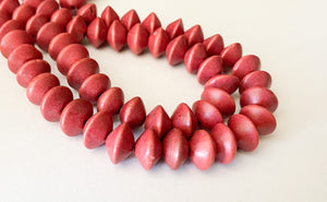 15MM Wood Saucer Disc Spacer Beads Brick Red