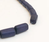 Rectangle Buri Beads Navy Blue 16" strand