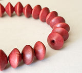 15MM Wood Saucer Disc Spacer Beads Brick Red