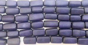 Rectangle Buri Beads Navy Blue 16" strand