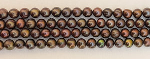 Near Round Freshwater Pearl Beads 6mm Peacock Grade AAA