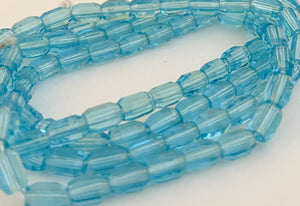 Czech Glass Faceted Oval Beads Aqua Blue